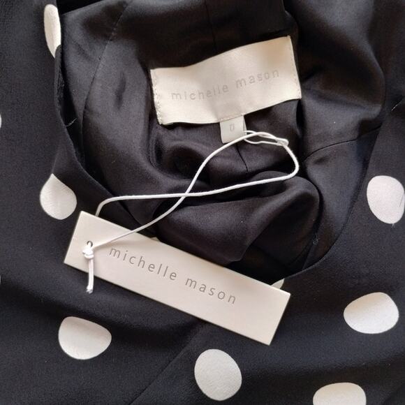 AO Michelle Mason Black White Polk Dot High Maxi Dress NWT Size 0 Asymmetrical - Picture 5 of 14